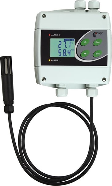 Comet H3061 Temperature and Humidity Regulator with 2x Relay output, cable 1m, 110-240Vac