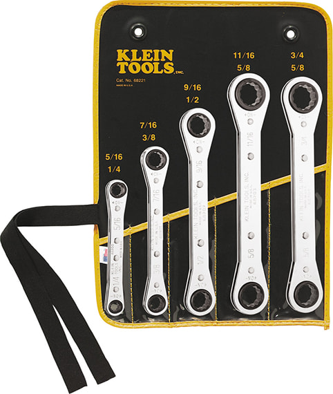 Klein Tools 68221 5-Piece Ratcheting Box Wrench Set