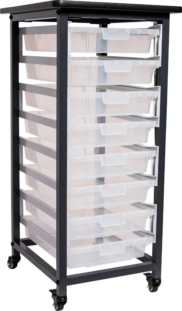 Luxor MBS-DR-8L Double Row Mobile Bin Storage Unit with 8 Large Bins