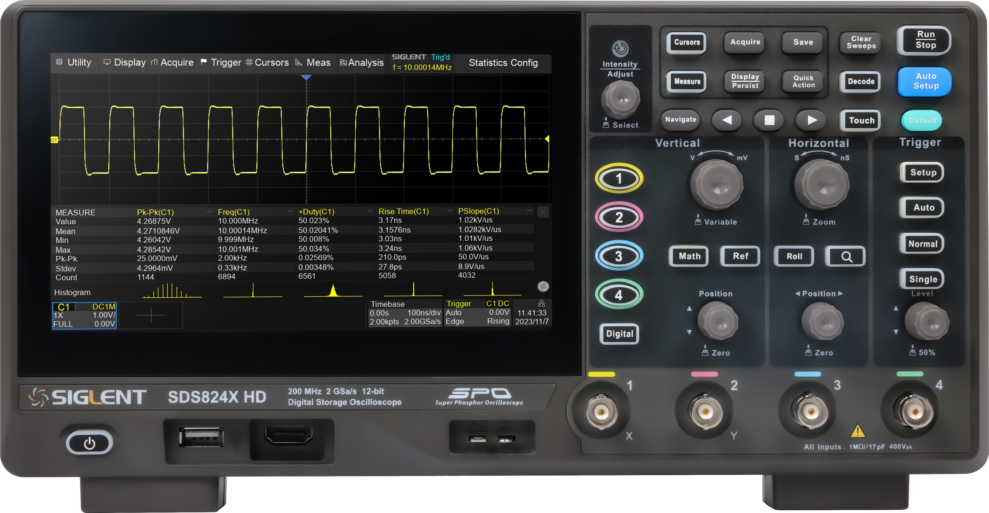 Siglent SDS824X HD Mixed Signal Oscilloscope (4 Channel / 200 MHz