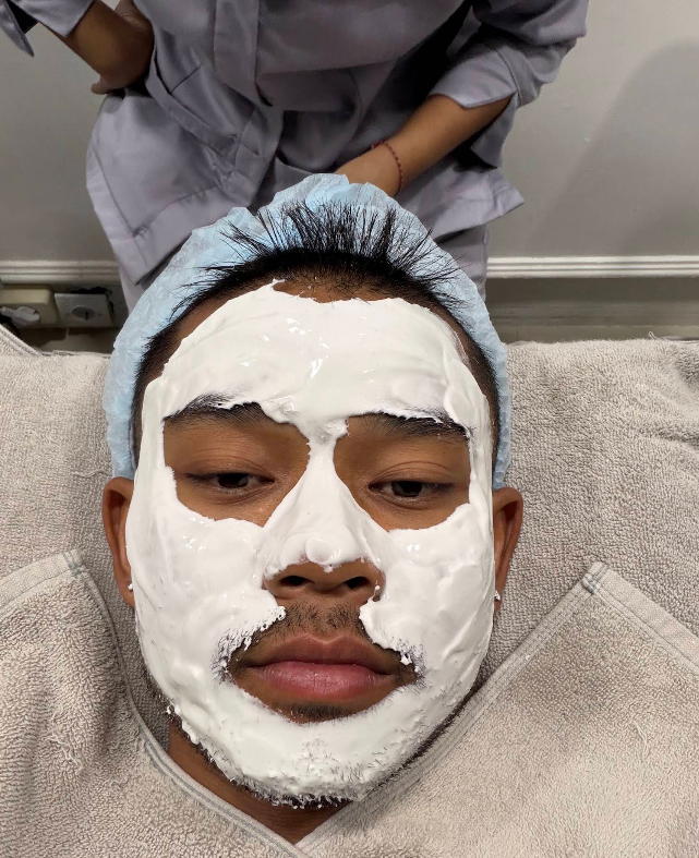 Patient during a facial treatment