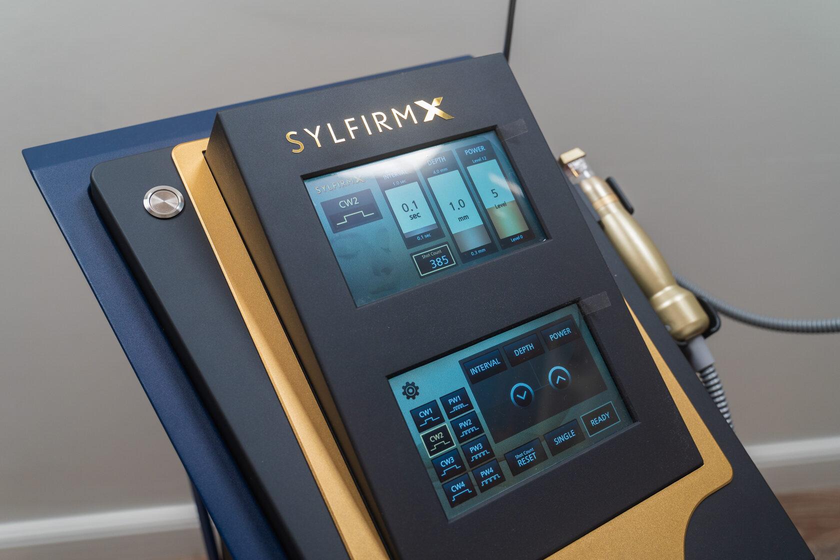Close-up of the SYLFIRM X machine screen