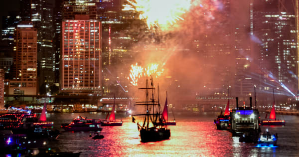 Crimson Fireworks Sky