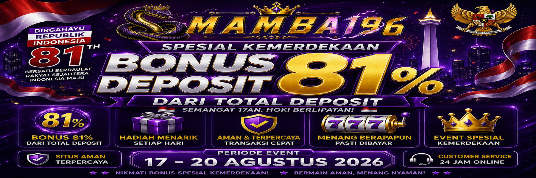 Event Bonus Deposit 81% HUT RI 81 JACKPOT
