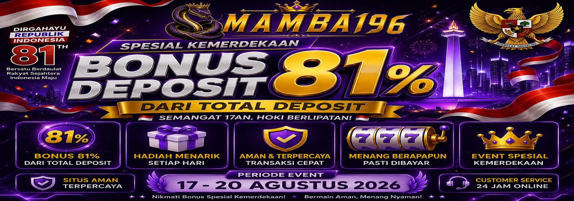 Event Bonus Deposit 81% HUT RI 81 JACKPOT