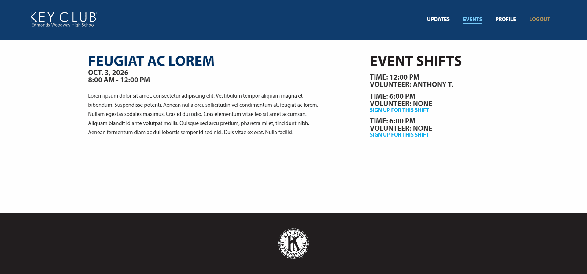 Edmonds-Woodway High School Key Club Website