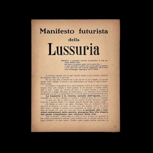 Manifesto Futurista della Lussuria