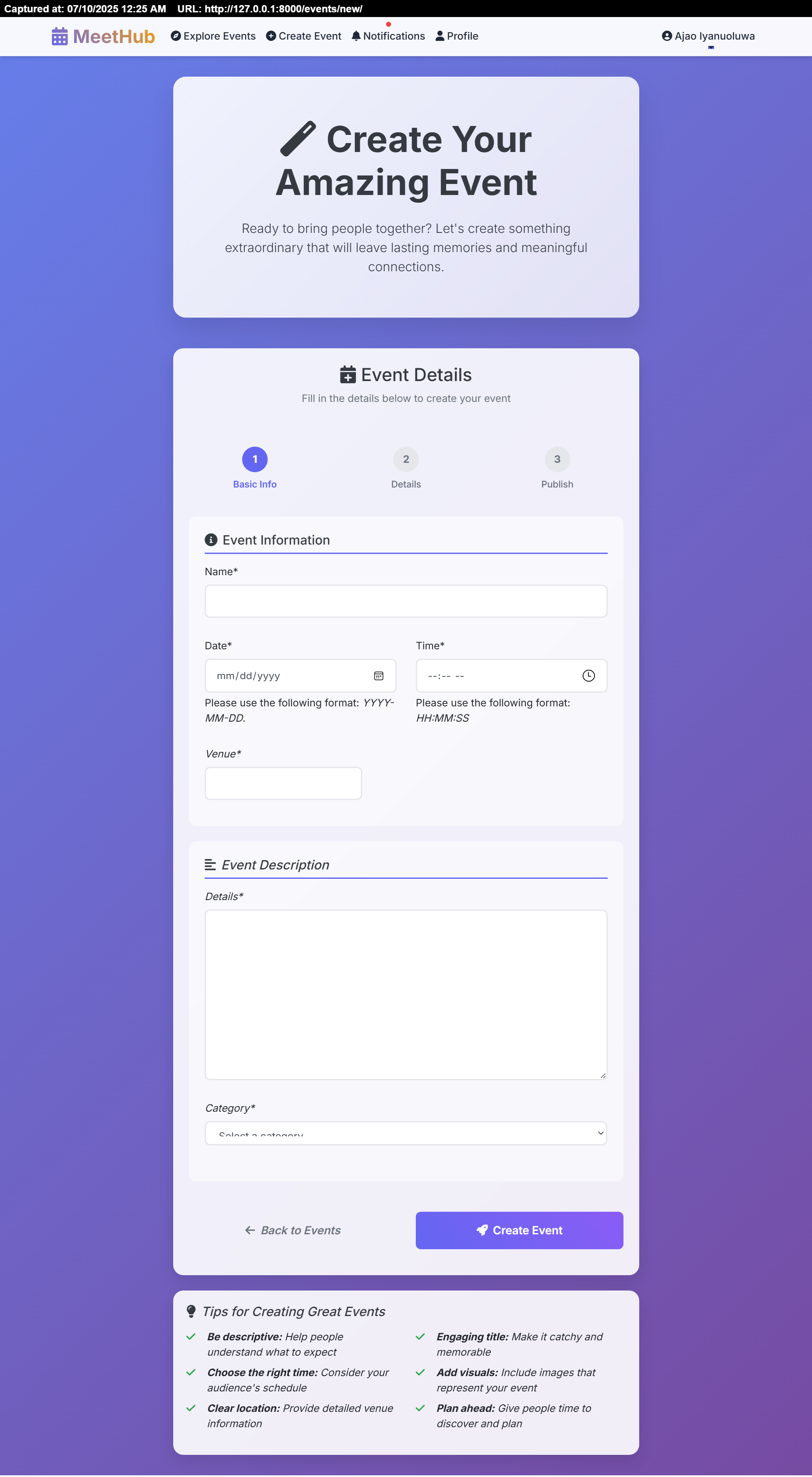 create event