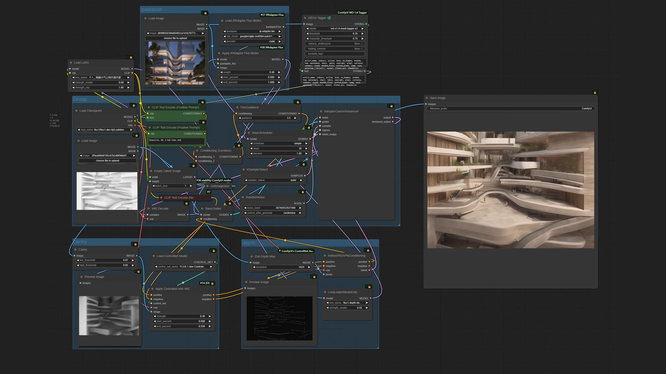 The ComfyUI workflow: a reusable node graph from sketch model to finished render