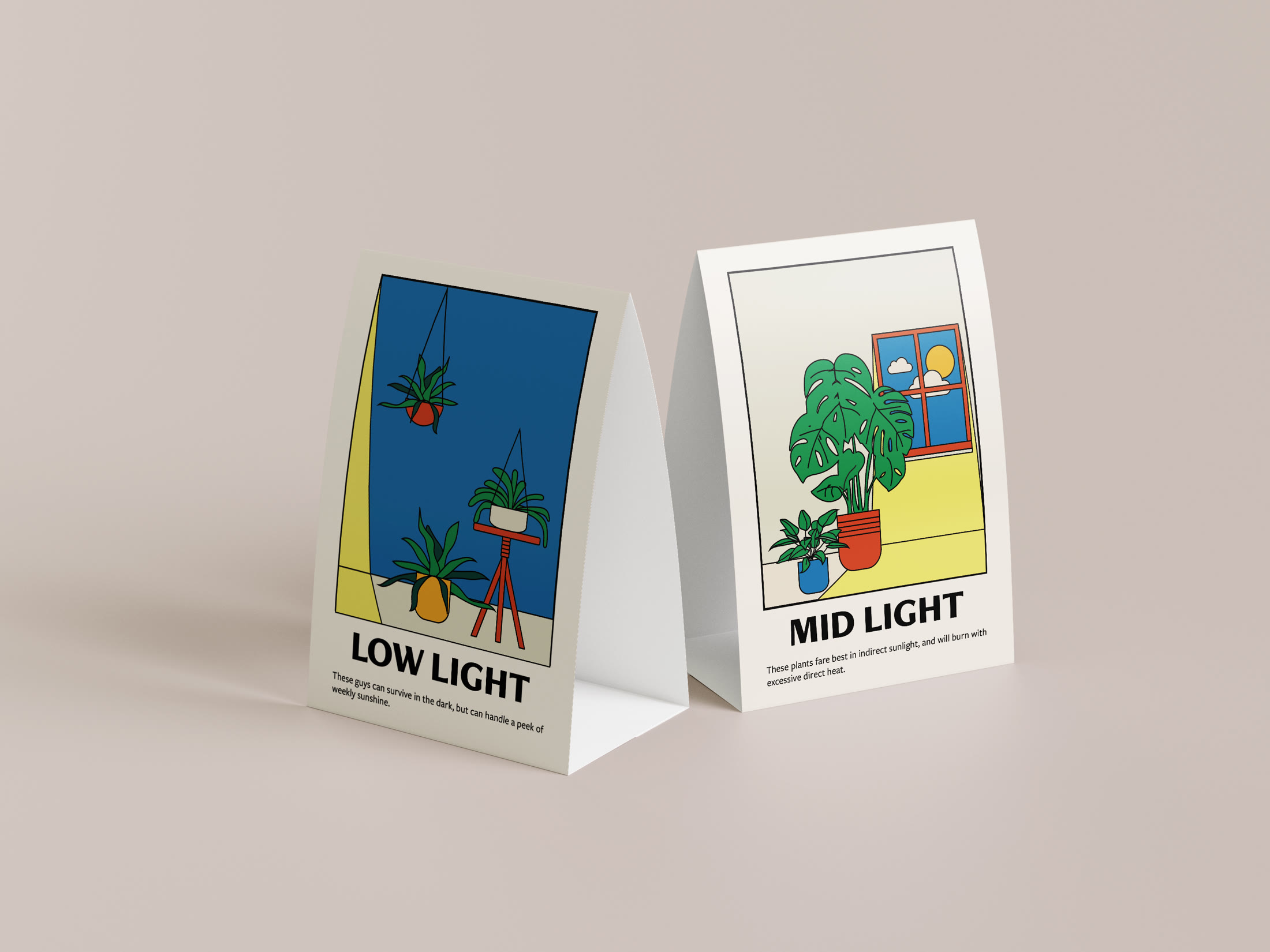 Tent cards by light level