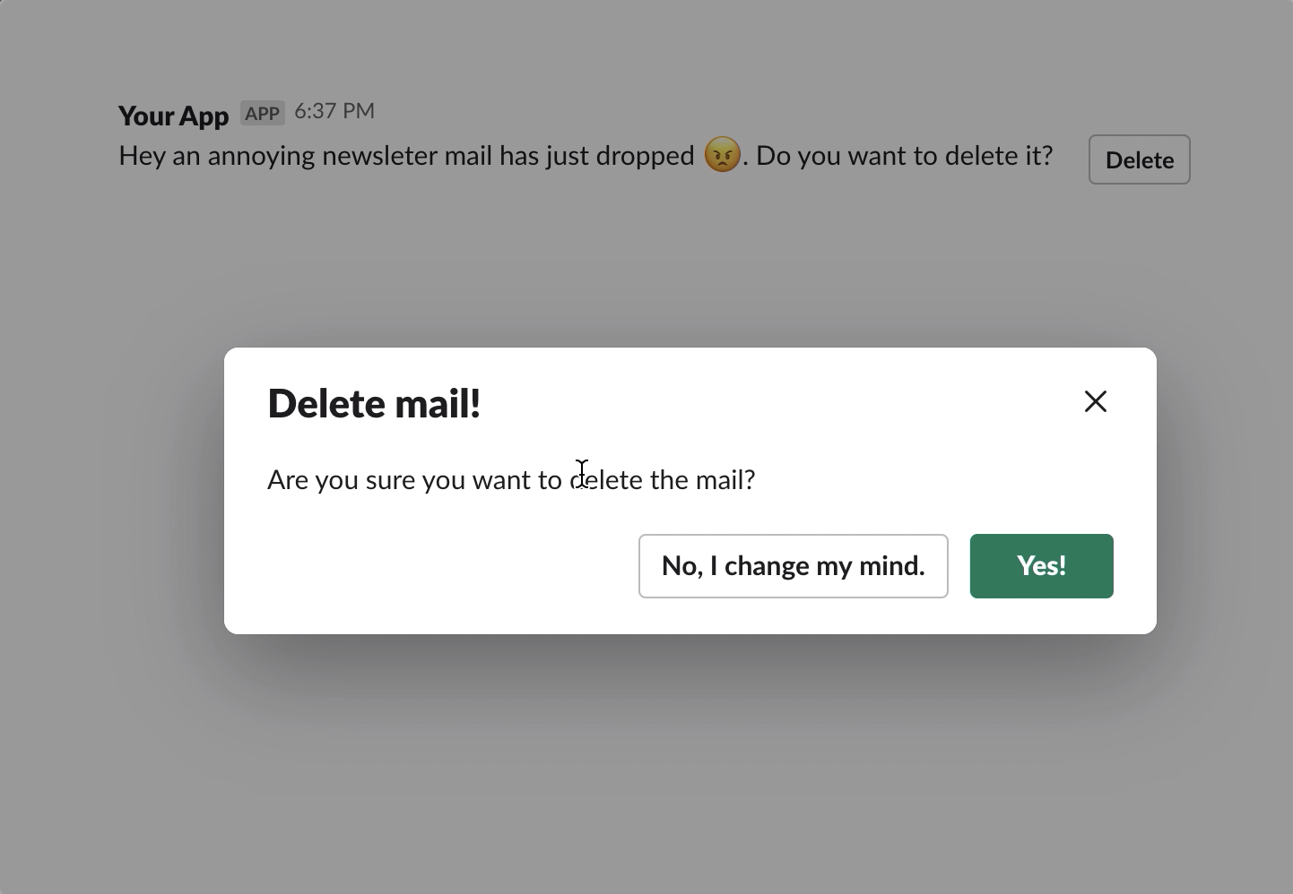 Confirmation dialog video