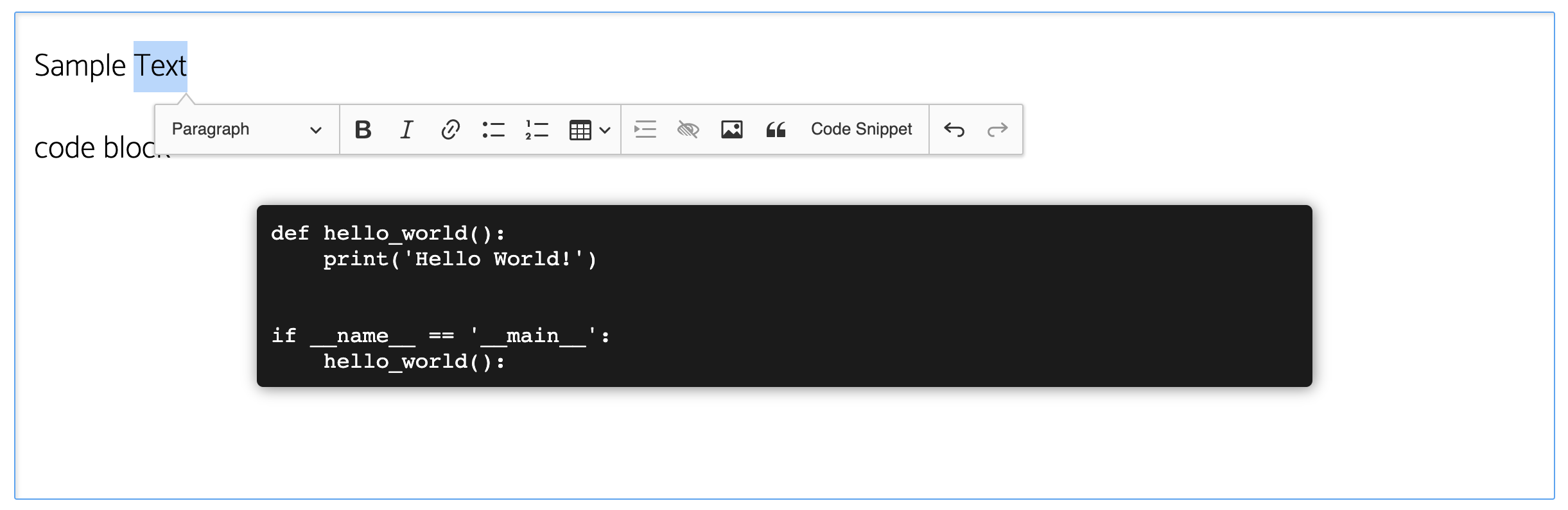 code snippets plugin