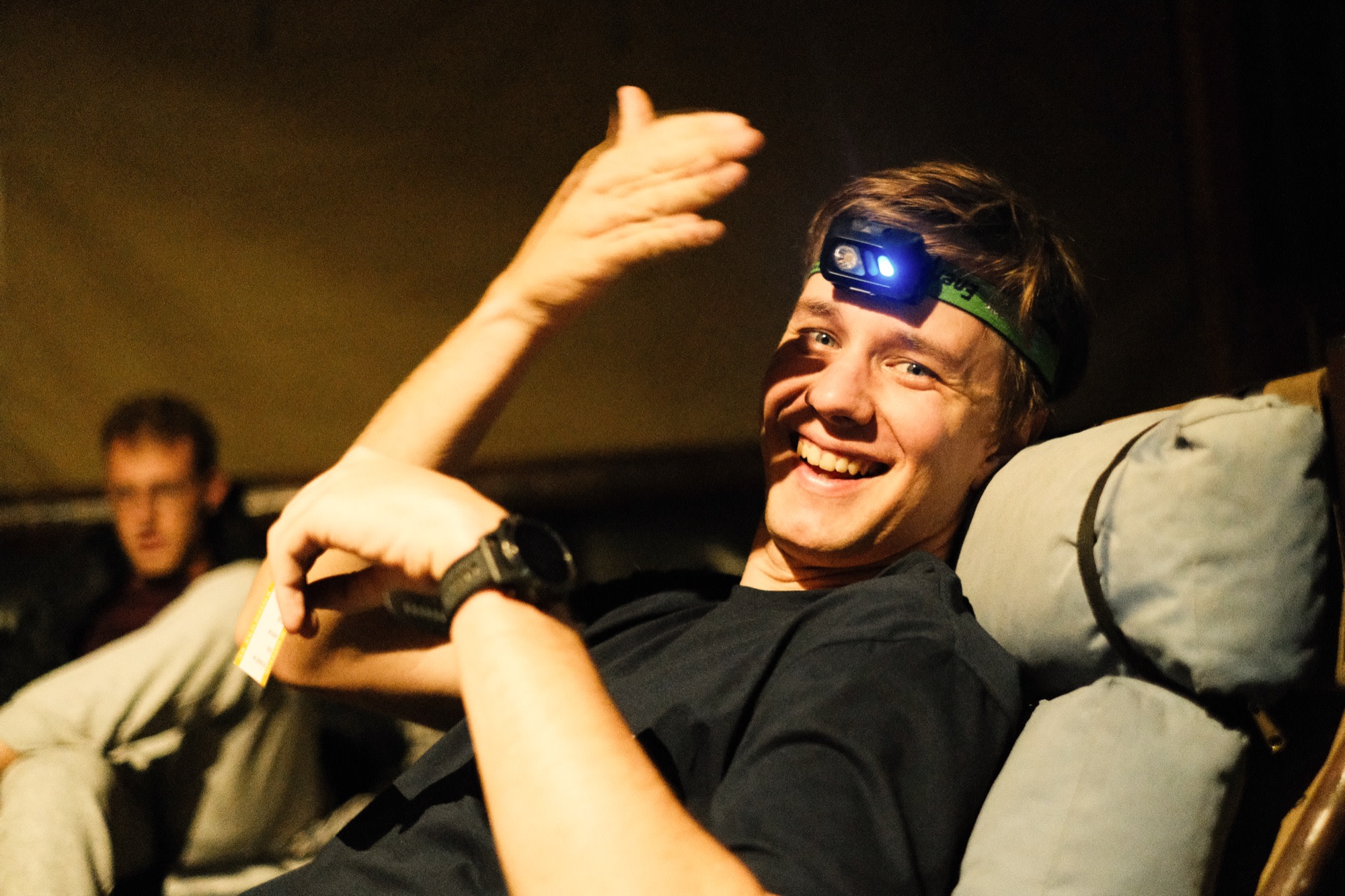 Headlamp on, mid-story