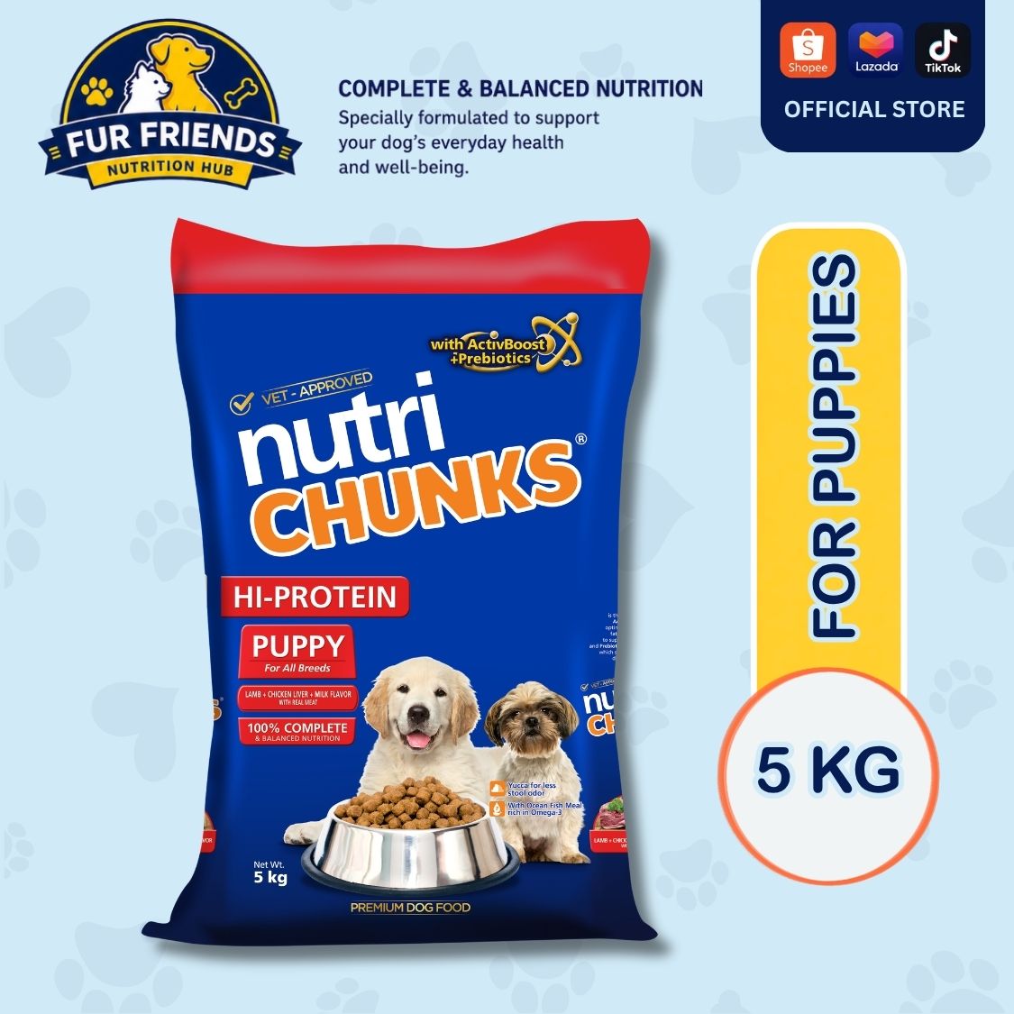 Nutri Chunks Hi-Protein Puppy Lamb, Chicken Liver, and Milk Flavor (5 KG)