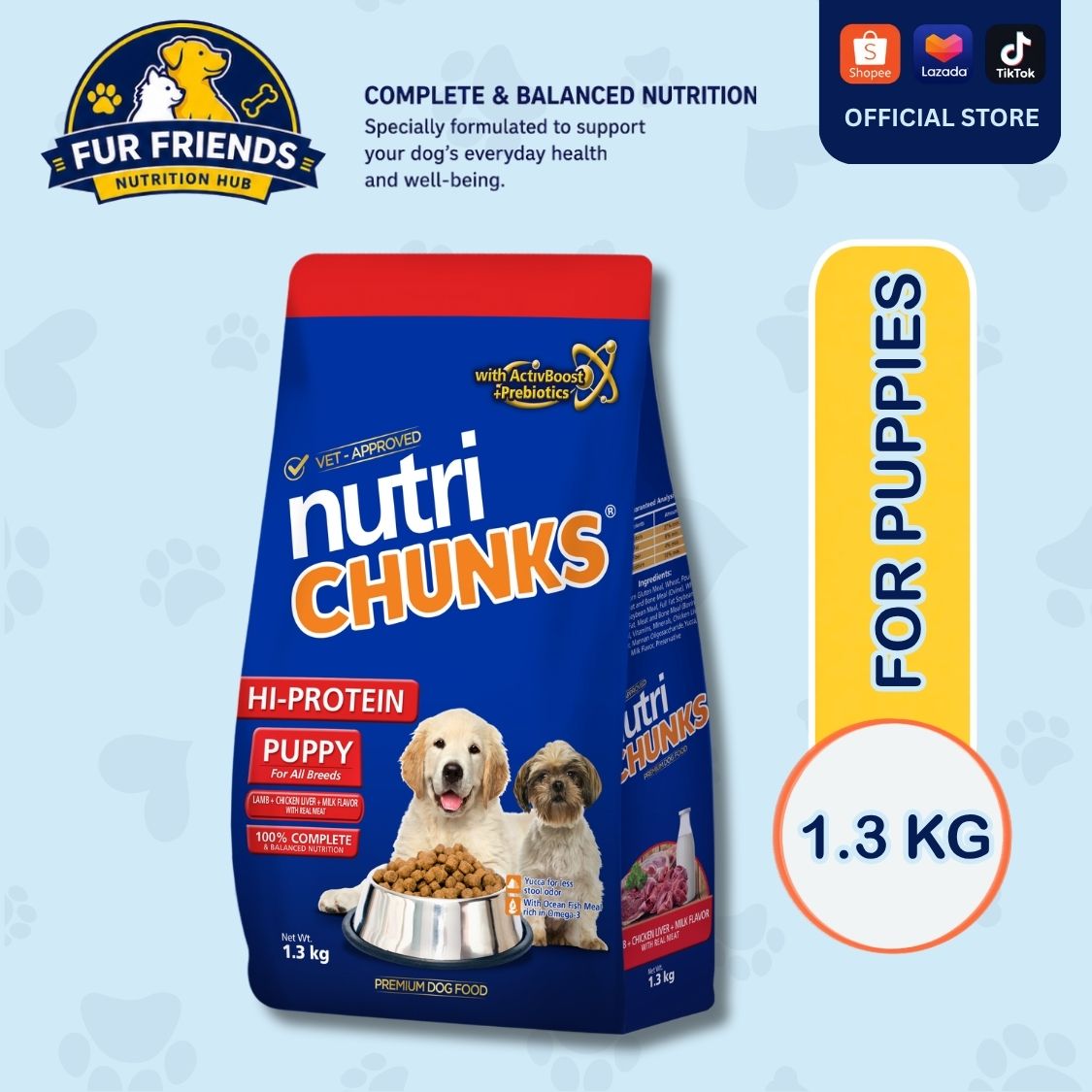 Nutri Chunks Hi-Protein Puppy Lamb, Chicken Liver, and Milk Flavor  (1.3 KG)