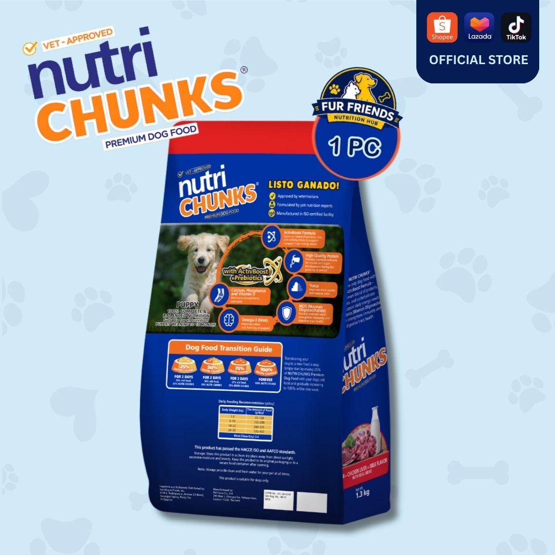 Nutri Chunks Hi-Protein Puppy Lamb, Chicken Liver, and Milk Flavor  (1.3 KG)
