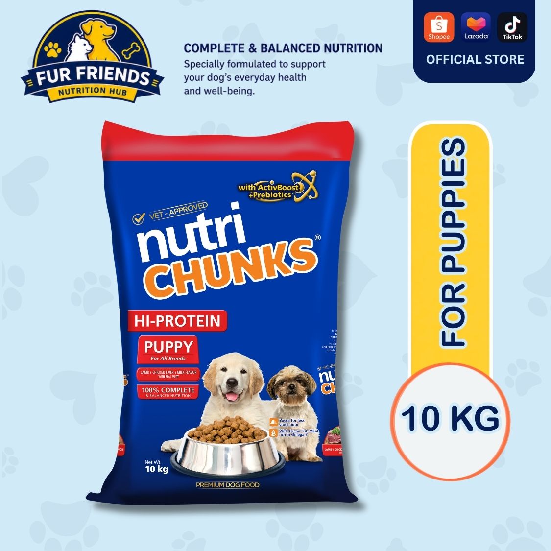 Nutri Chunks Hi-Protein Puppy Lamb, Chicken Liver, and Milk Flavor (10 KG)