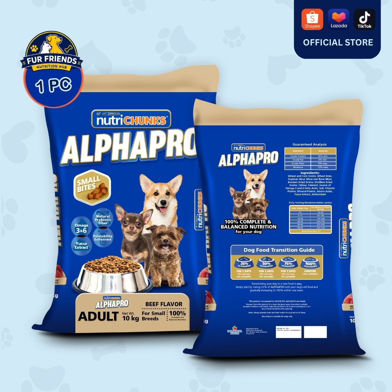 ALPHAPRO Dog Food - Adult Small Bites Kibbles (10 KG)