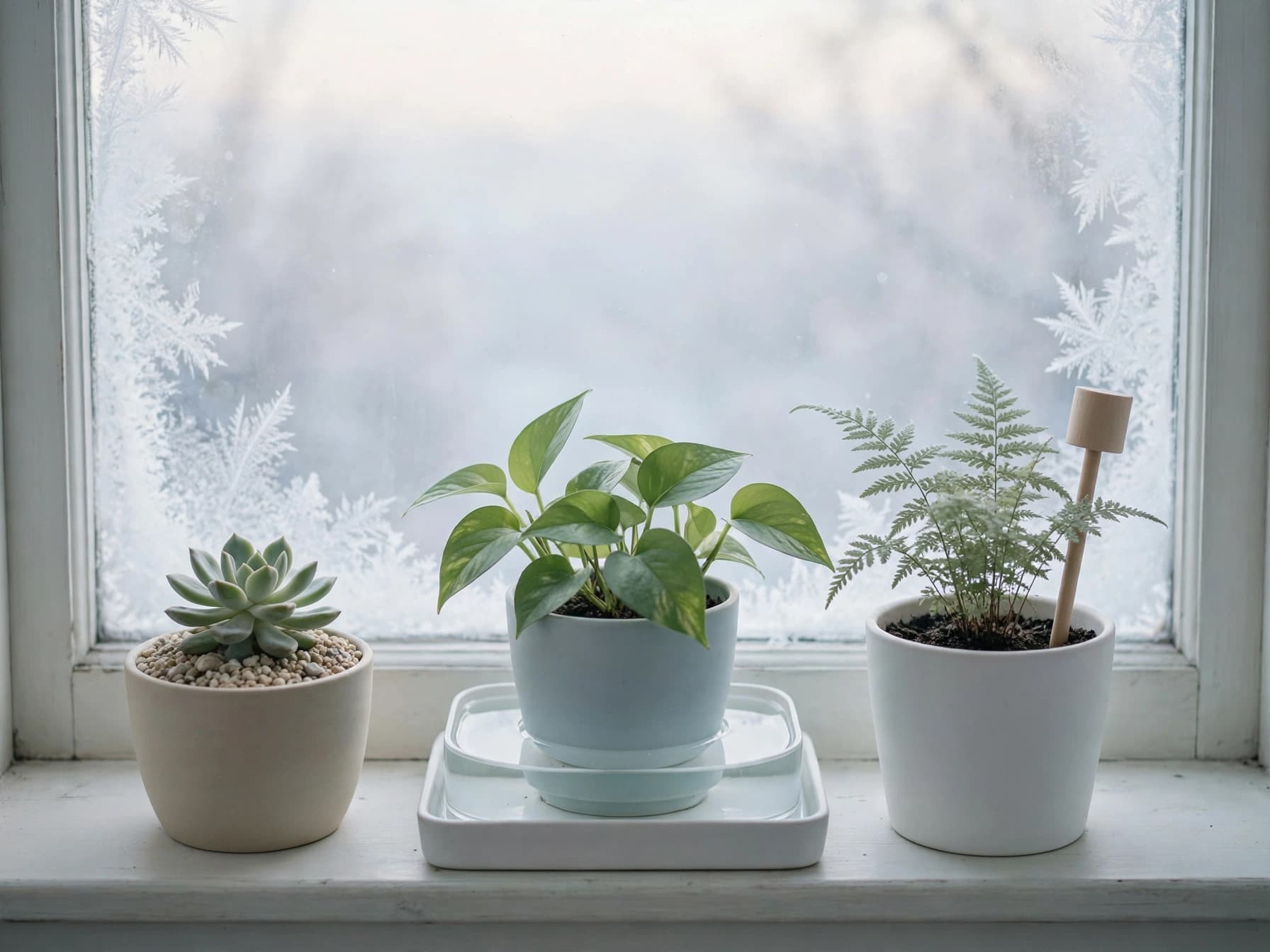 Sand top layer on a potted plant and a bottom-watering tray to prevent fungus gnats in houseplants