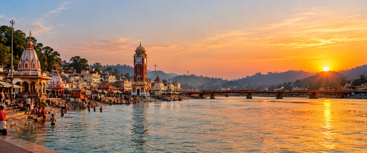 Har Ki Pauri ghat at golden sunset, Haridwar