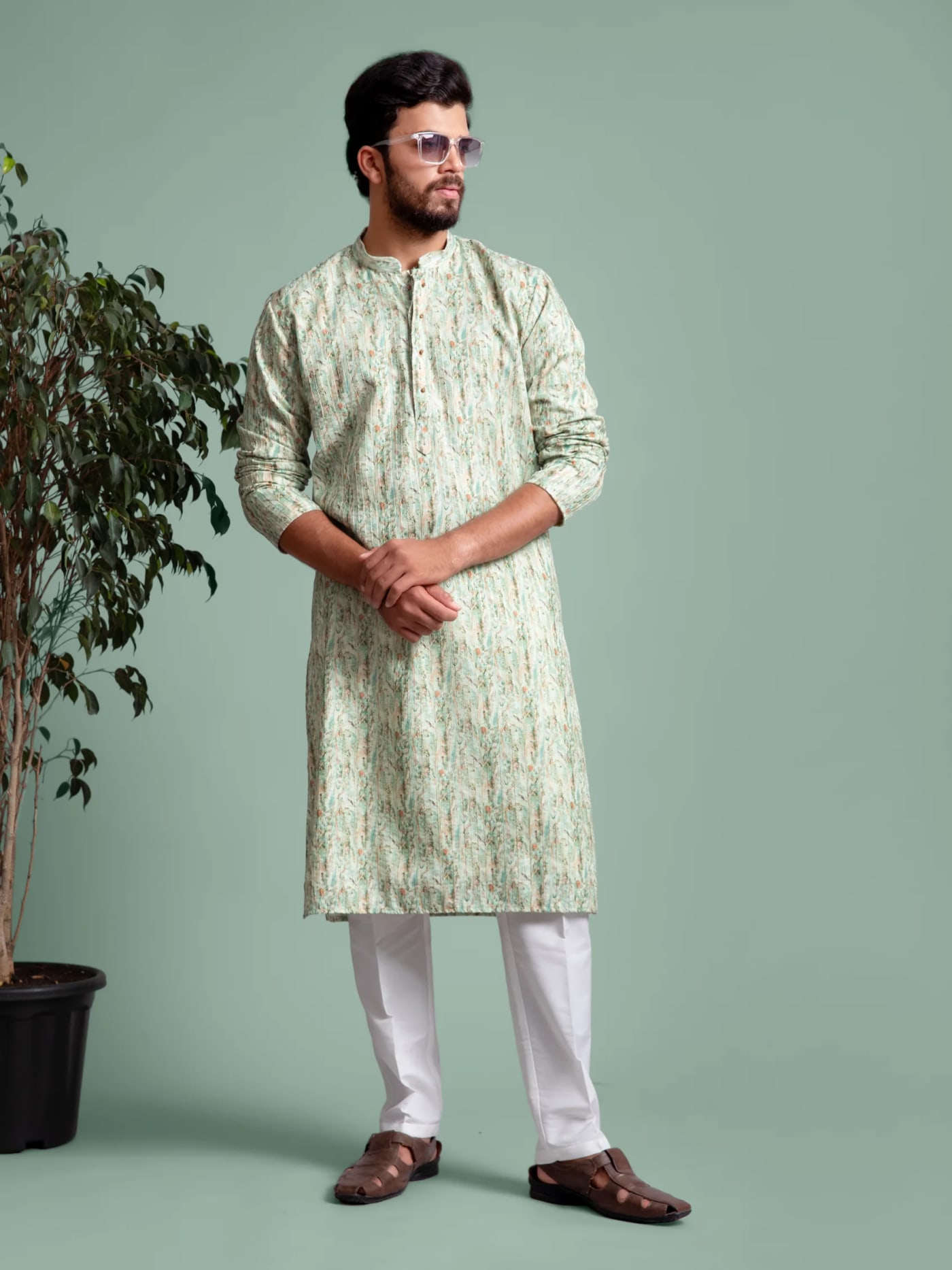 Mint Green Printed Kurta, product view