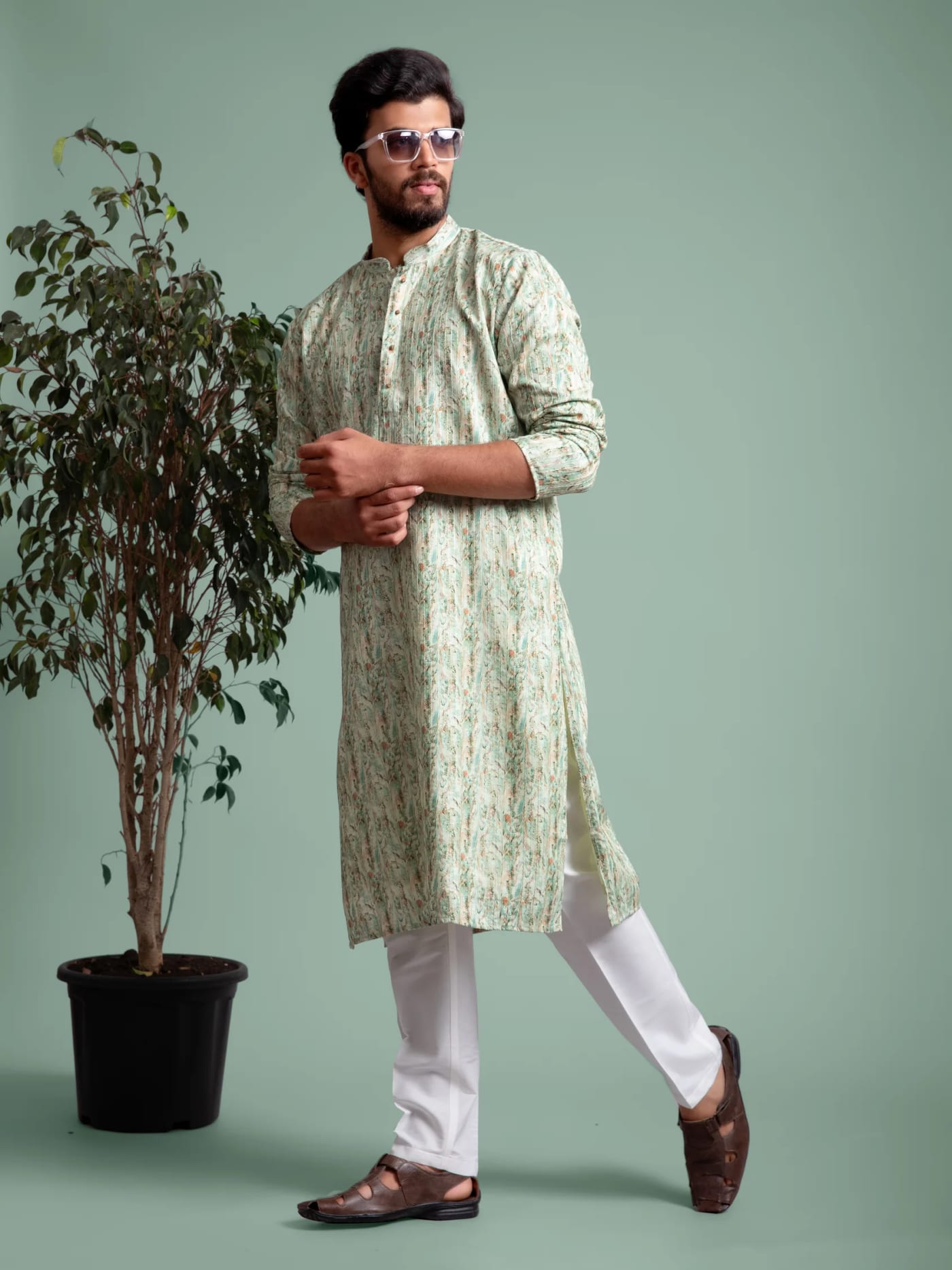 Mint Green Printed Kurta, product view