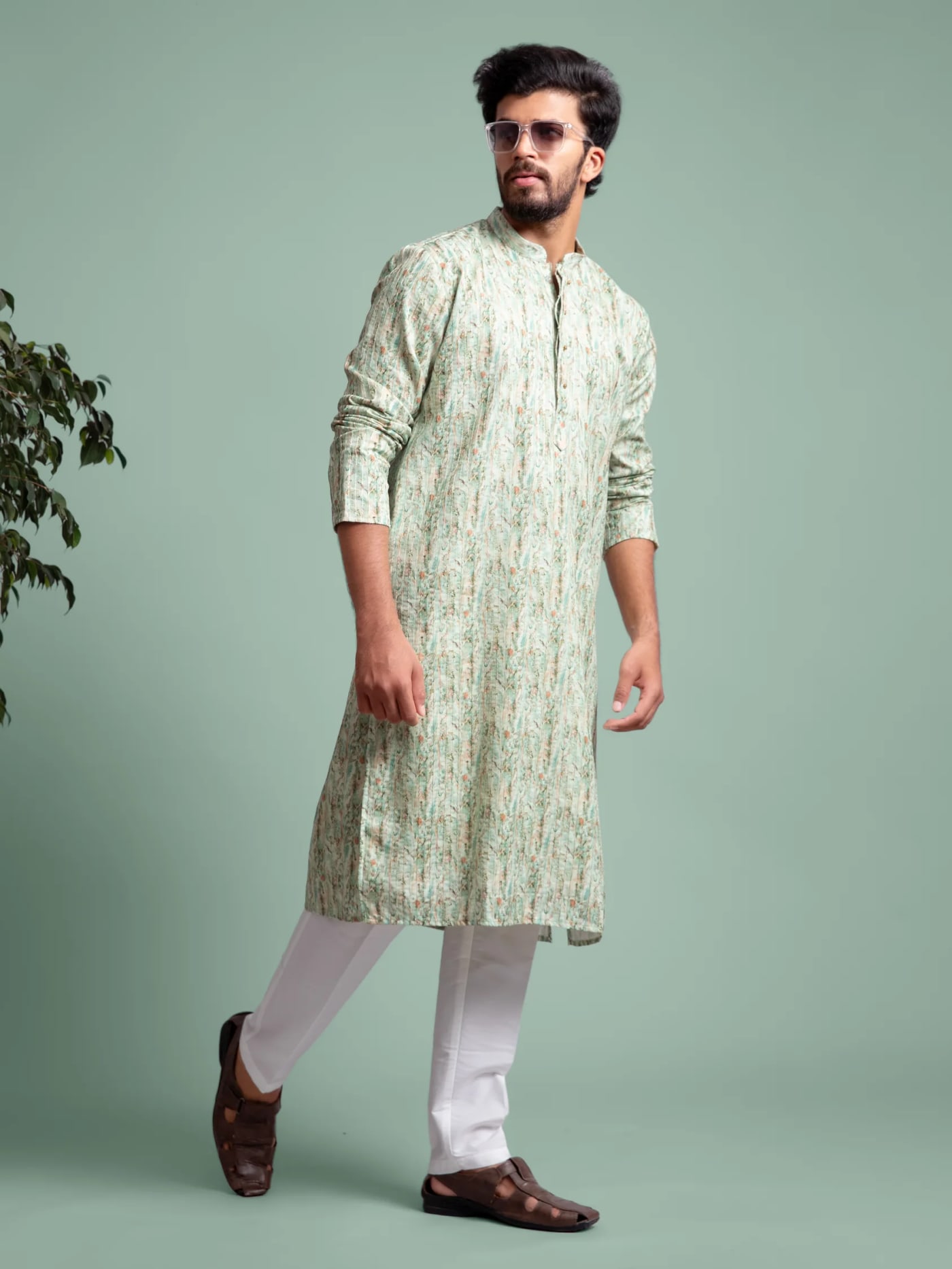 Mint Green Printed Kurta, product view