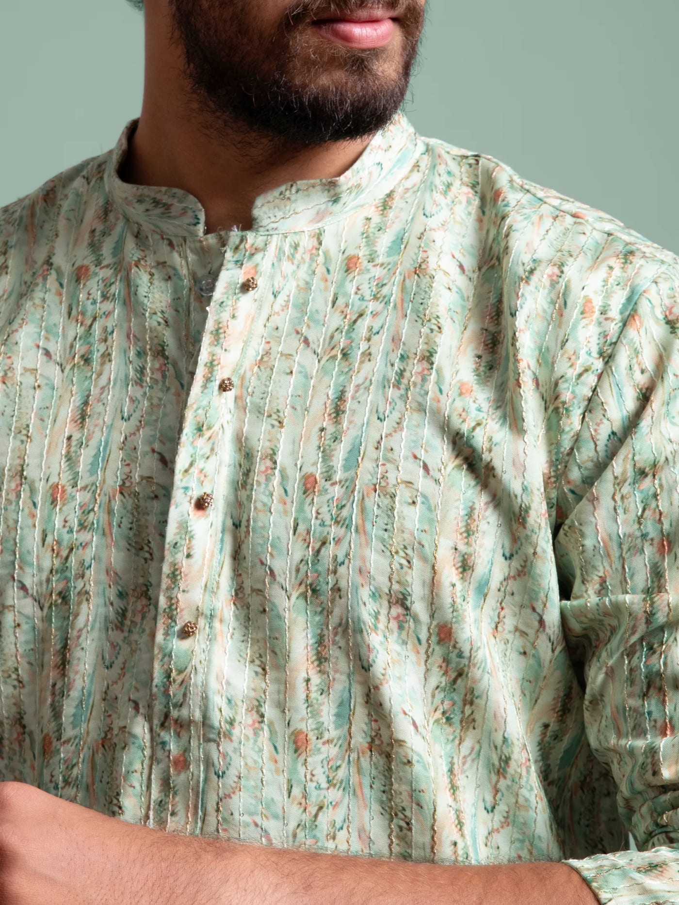 Mint Green Printed Kurta, product view
