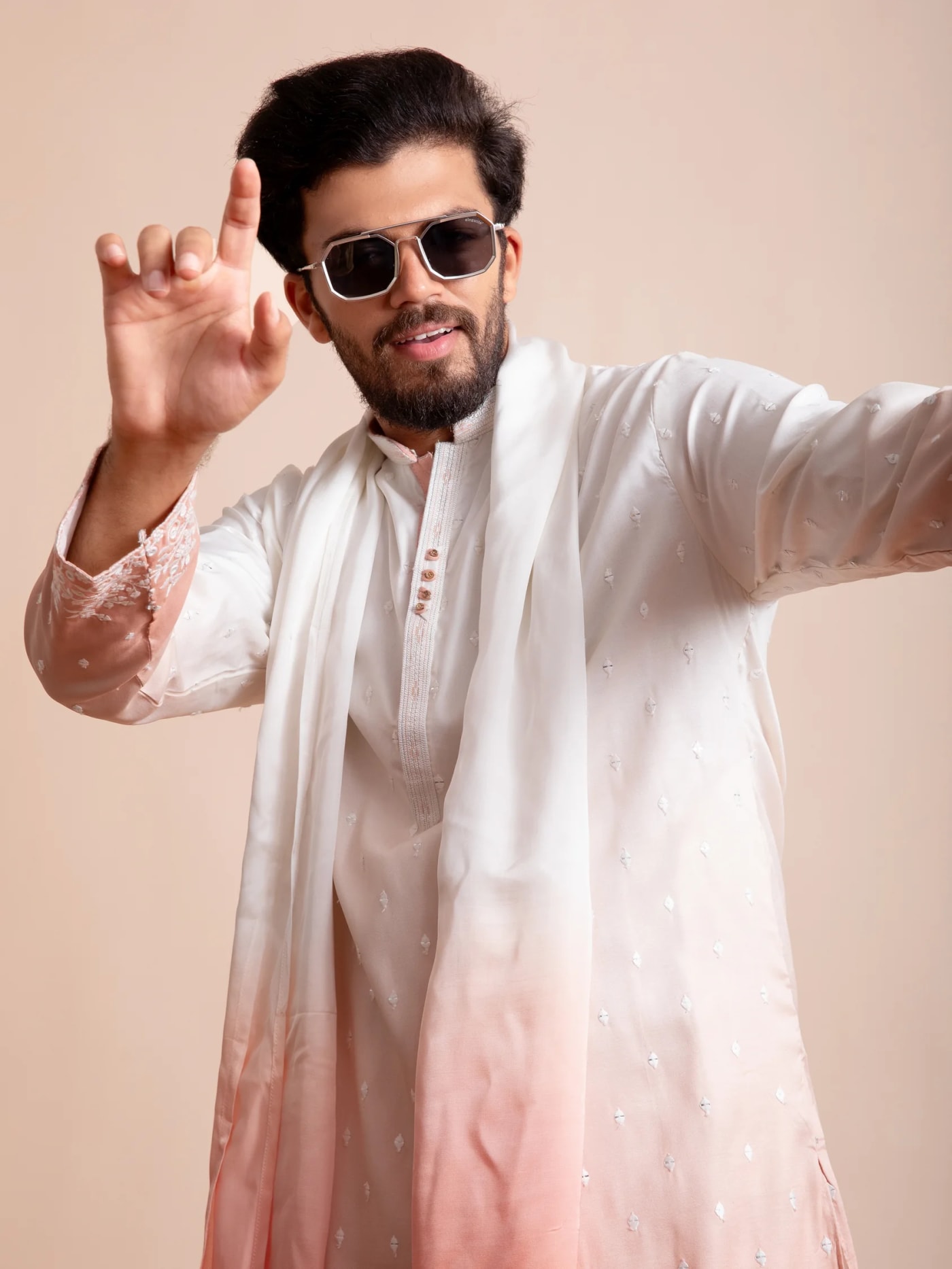 Gajari Ombré Kurta Set with Dupatta, front view