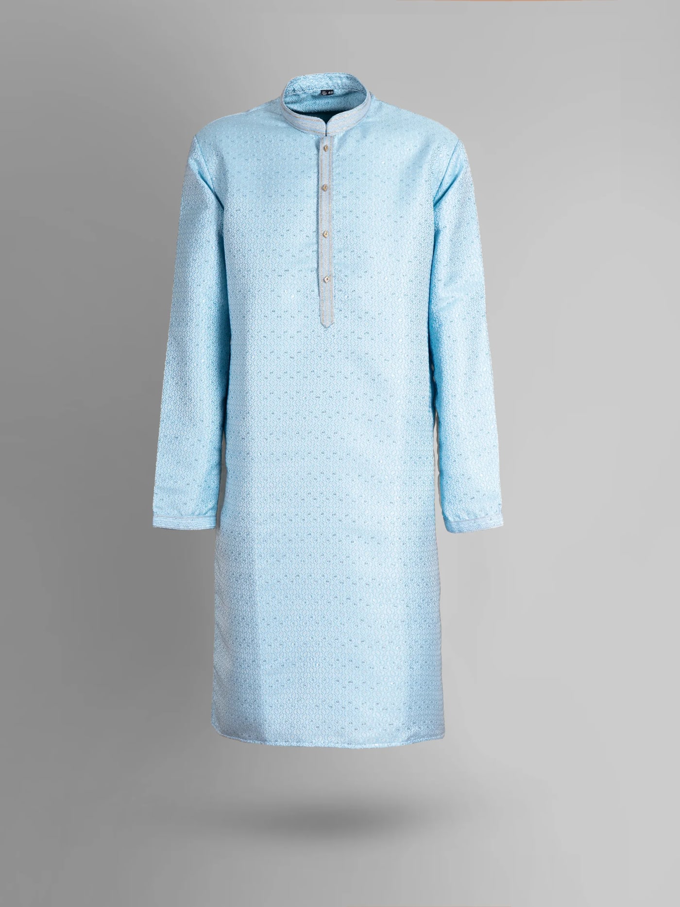 Sky Blue Sequin Jacquard Kurta, front view