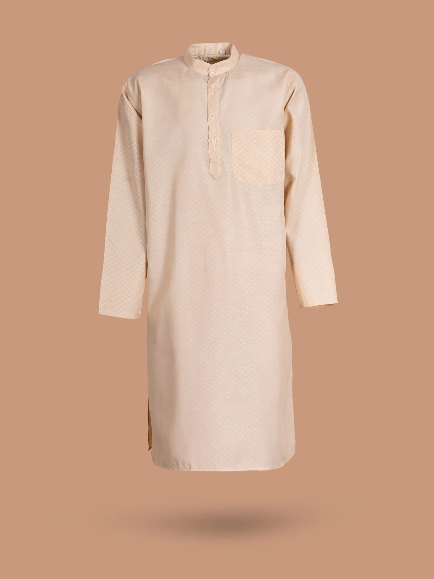 Beige Plain Solid Kurta, front view