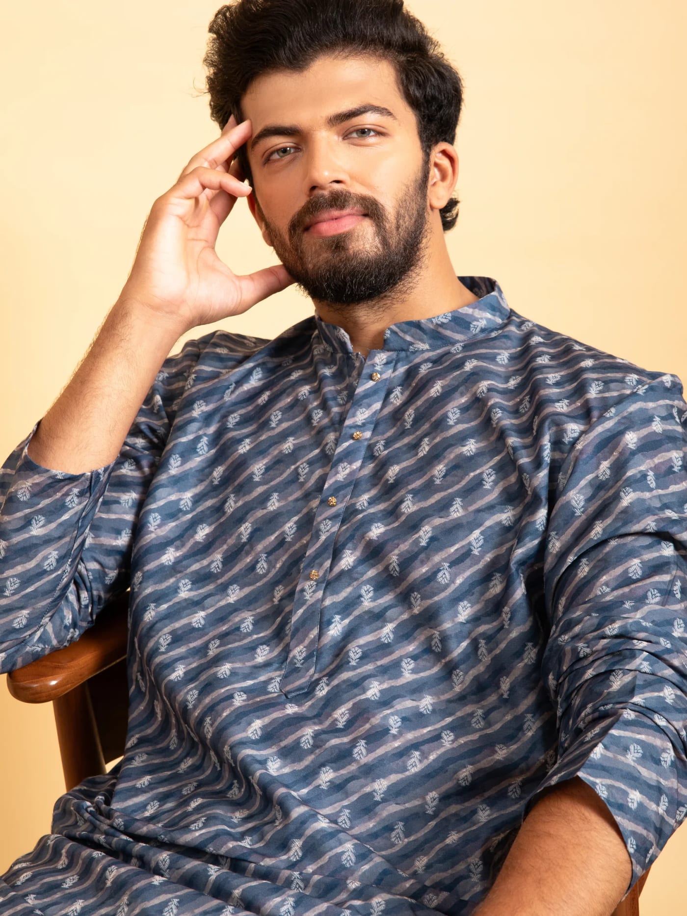 Grey Printed Kurta, front view
