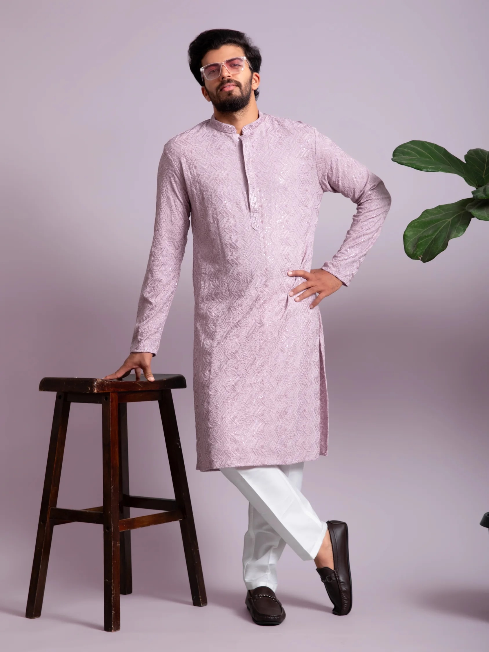 Teal Blue Printed Embroidered Kurta, product view