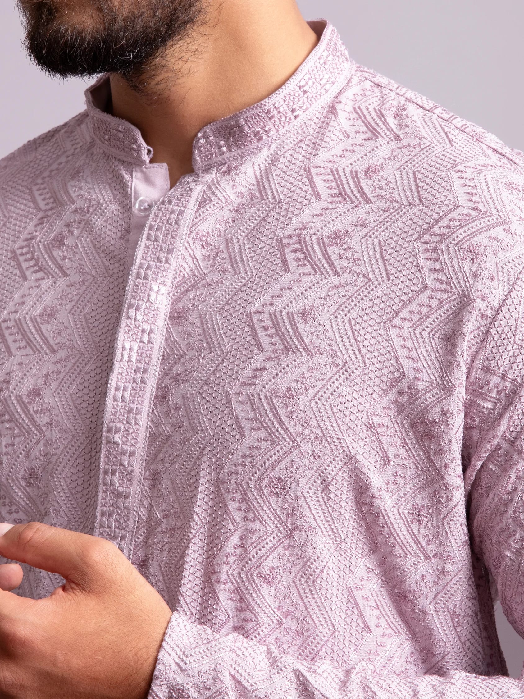 Teal Blue Printed Embroidered Kurta, product view