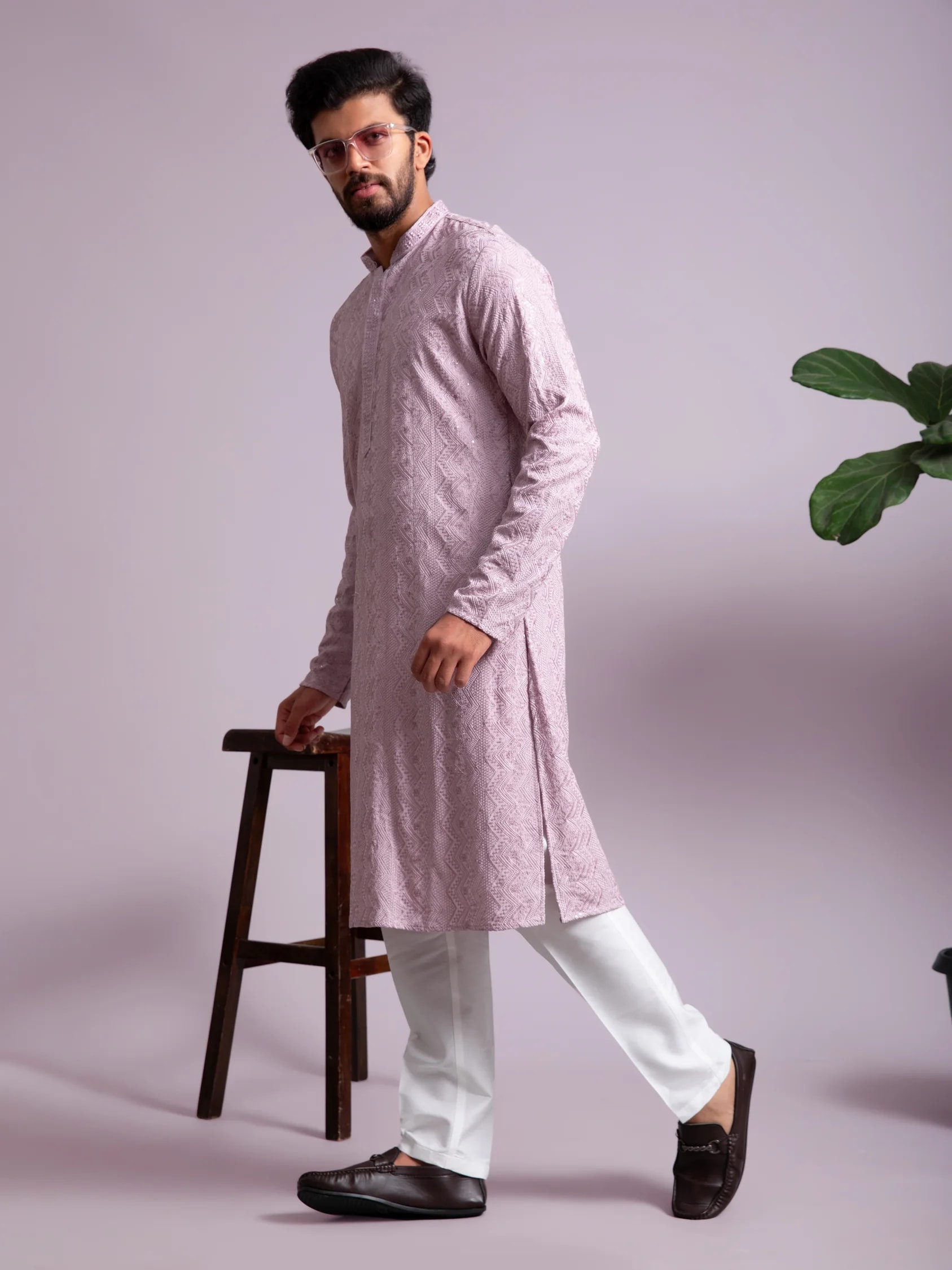 Teal Blue Printed Embroidered Kurta, product view