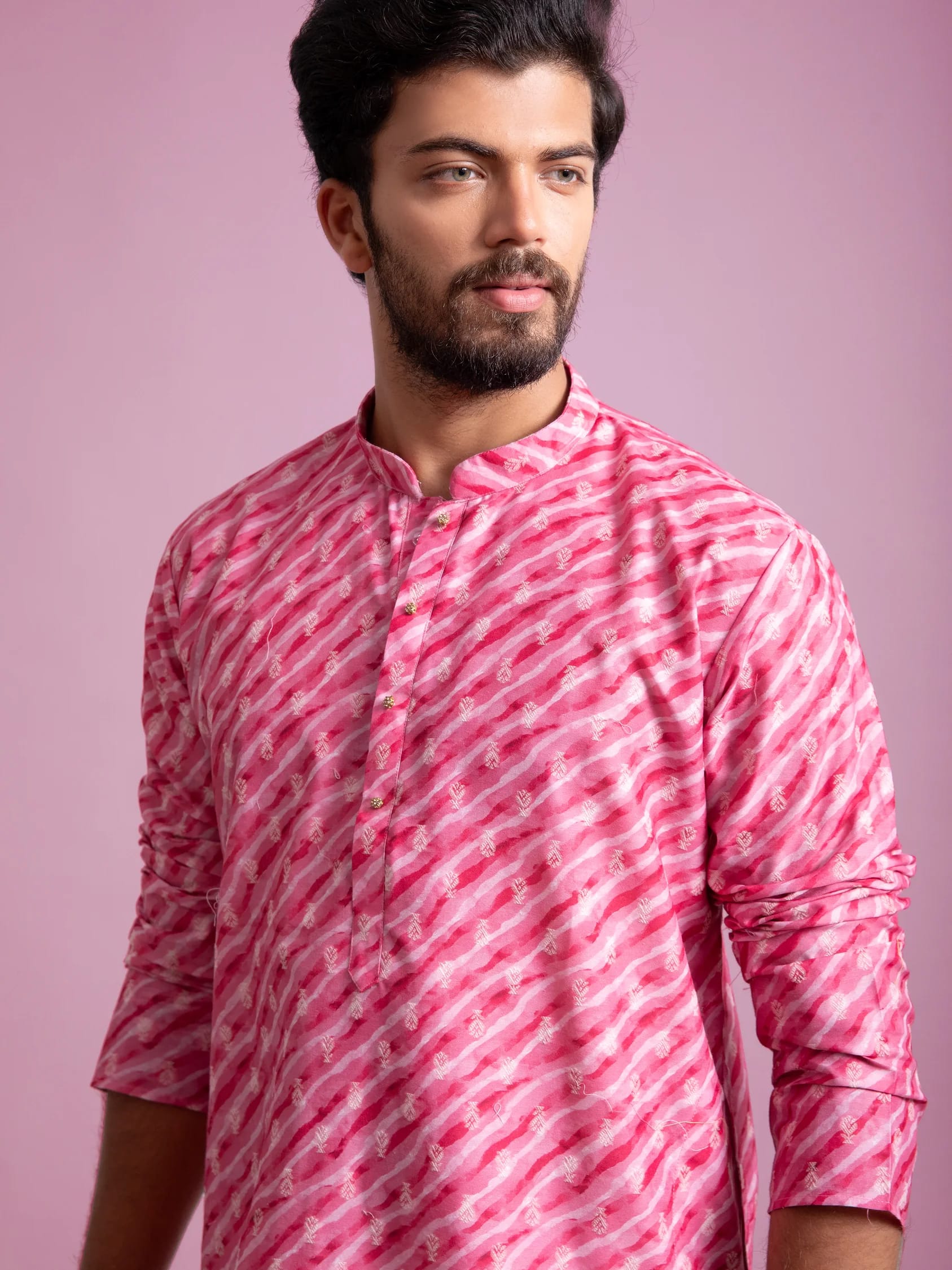 Pink Printed Kurta, front view