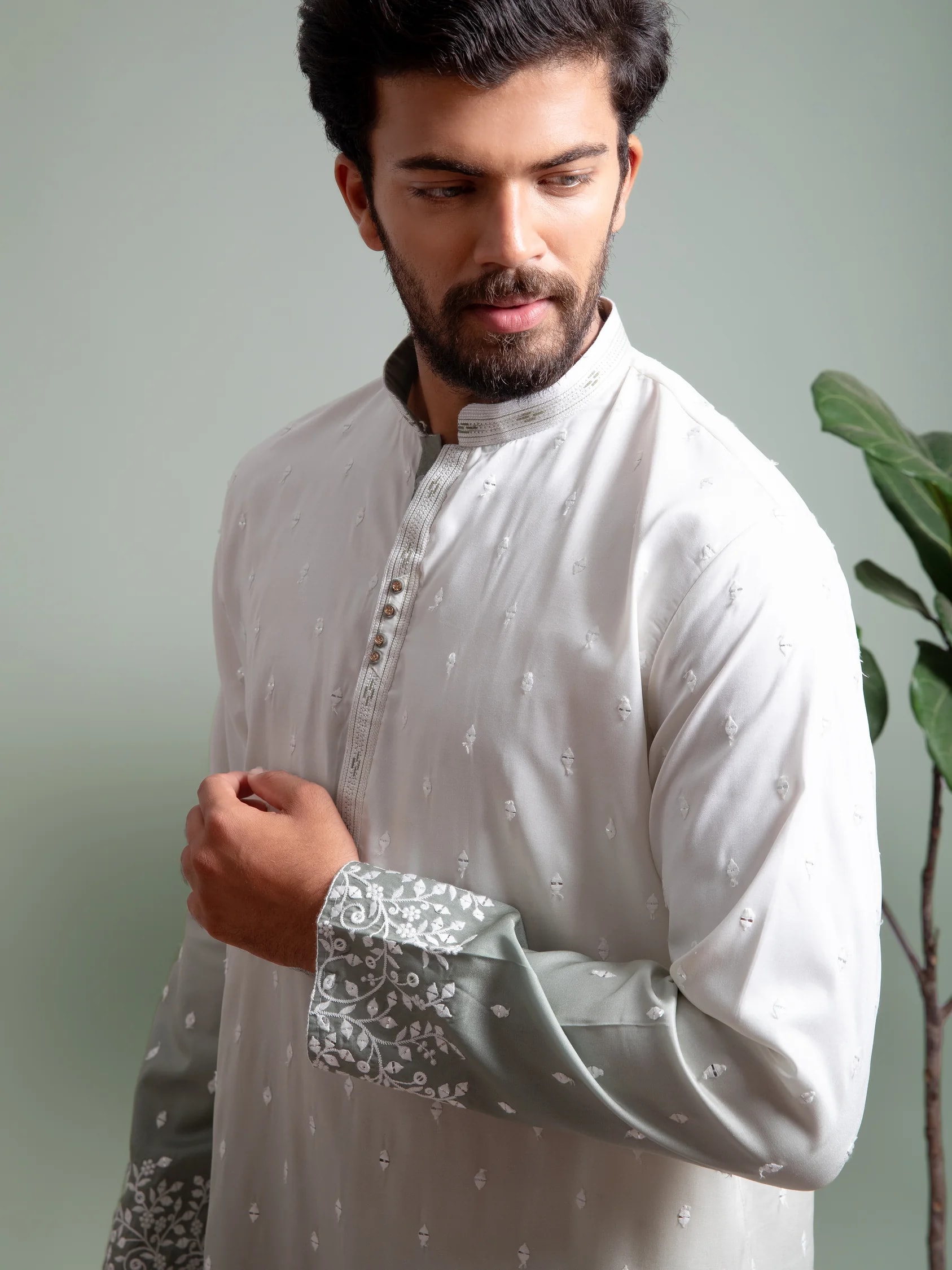 Green Ombré Kurta Set with Dupatta, front view