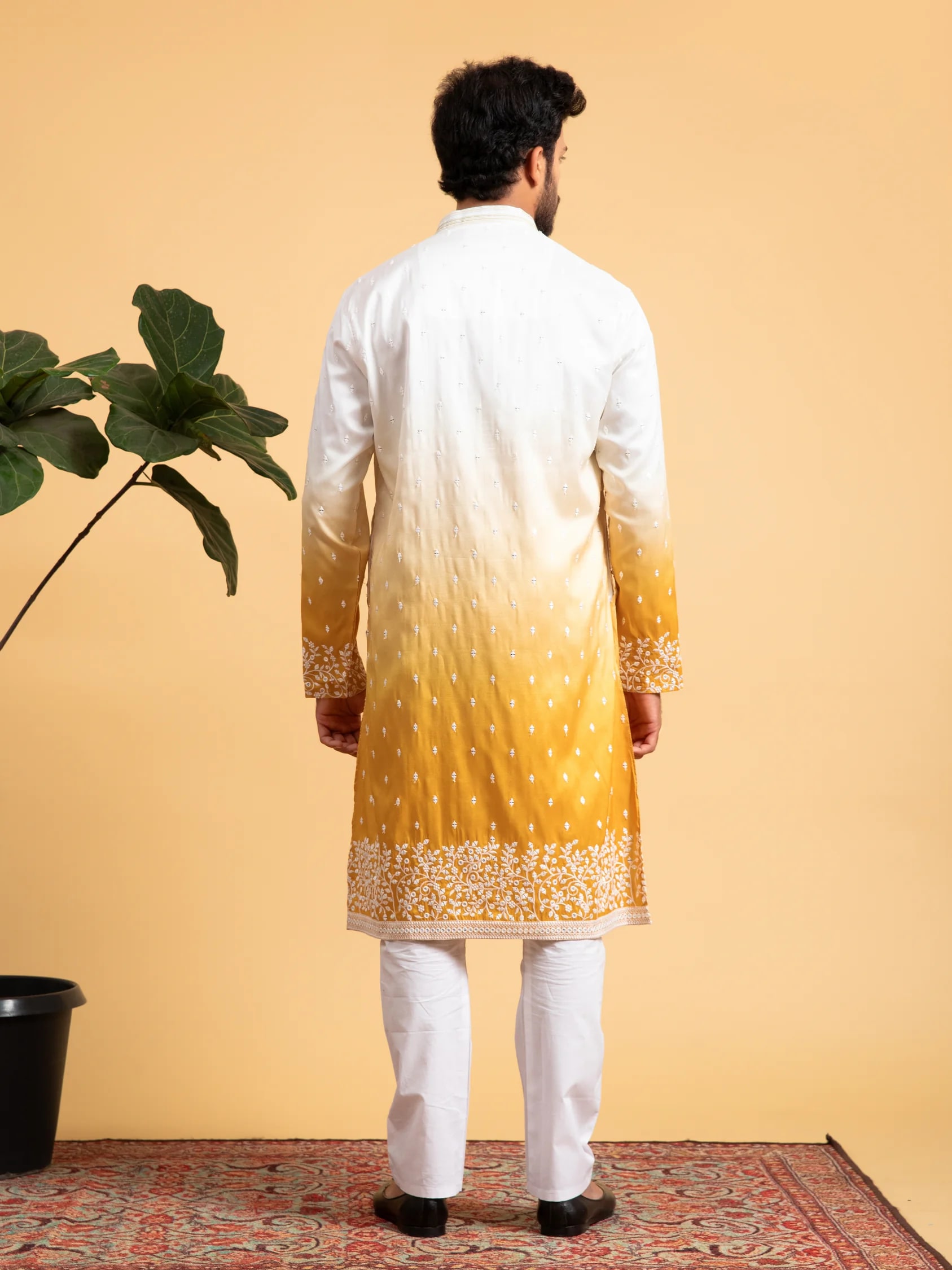 Yellow Ombré Kurta Set with Dupatta, product view