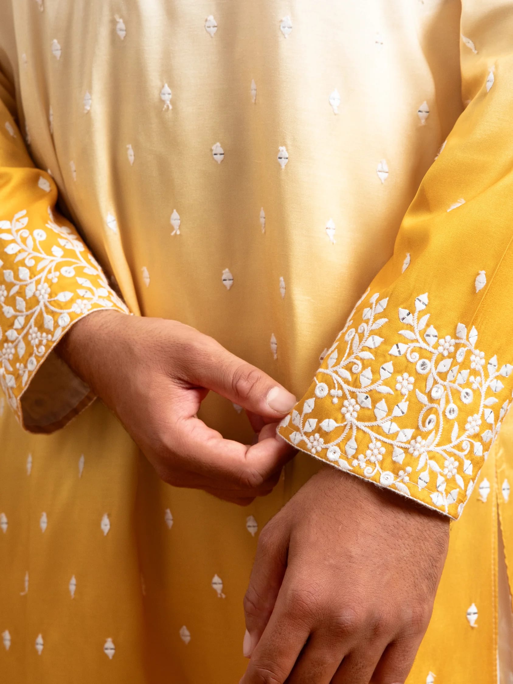 Yellow Ombré Kurta Set with Dupatta, product view