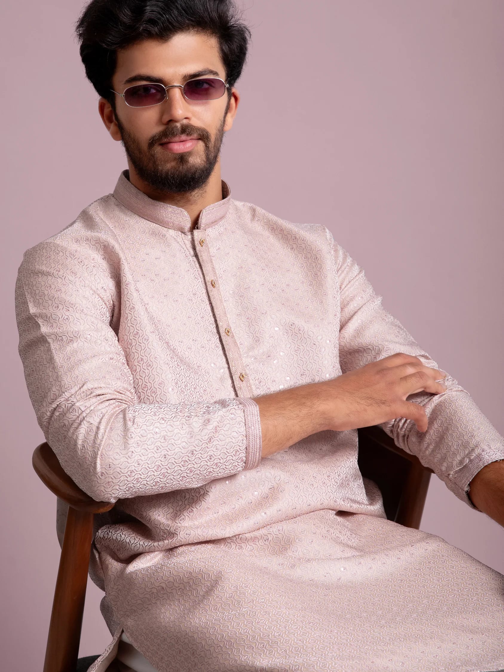 Onion Sequin Jacquard Kurta, front view