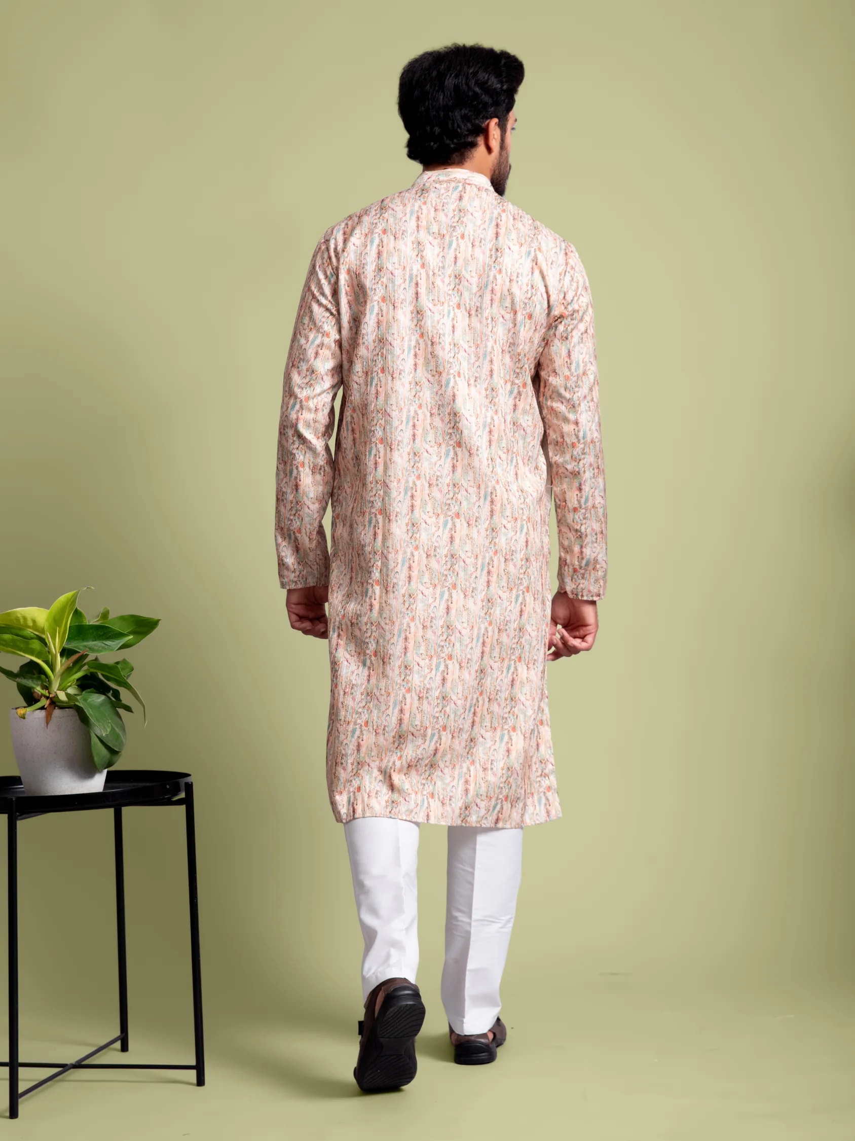 Printed Multicolour Thread-Work Kurta, product view