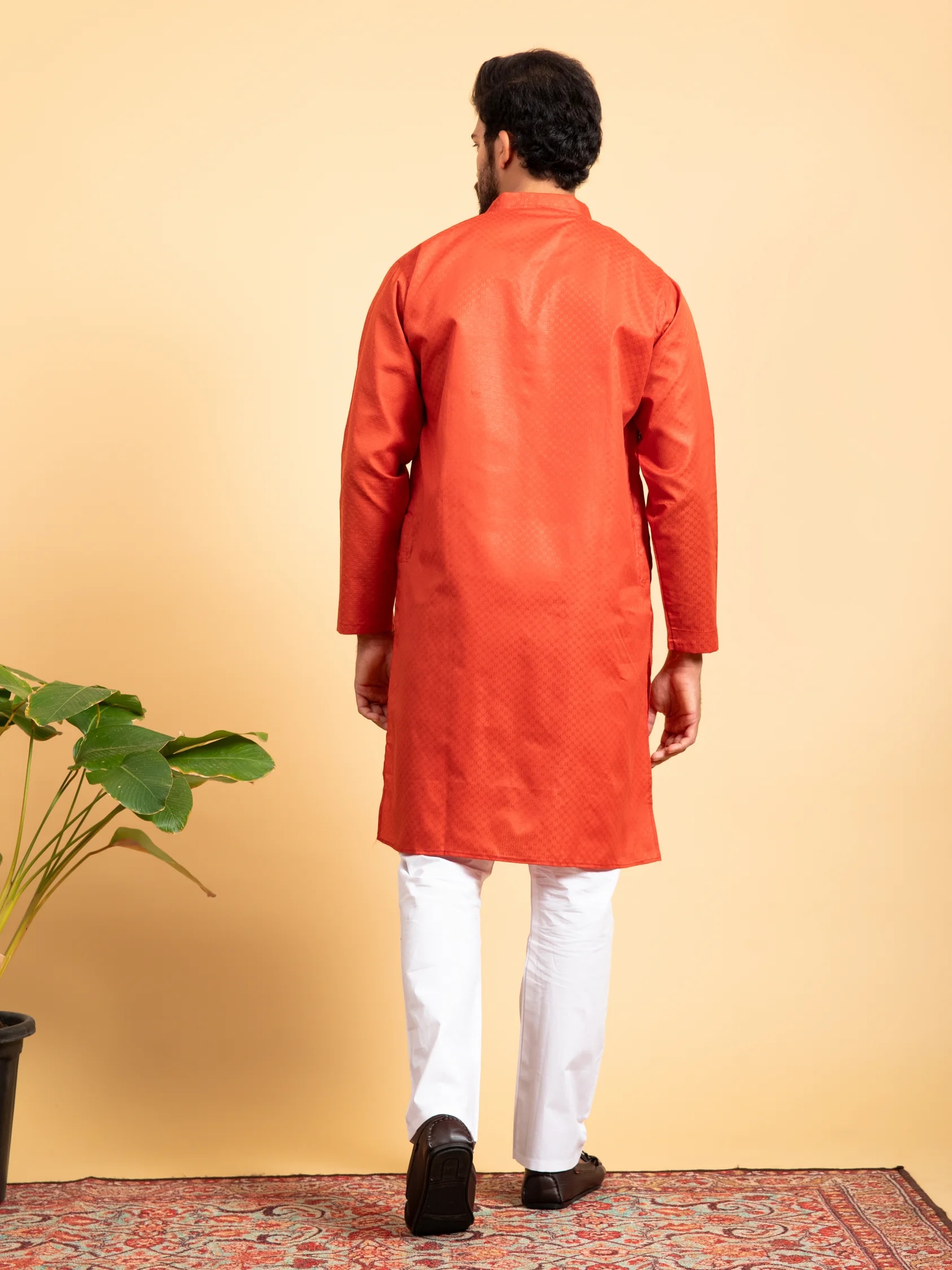 Orange Plain Solid Kurta, product view