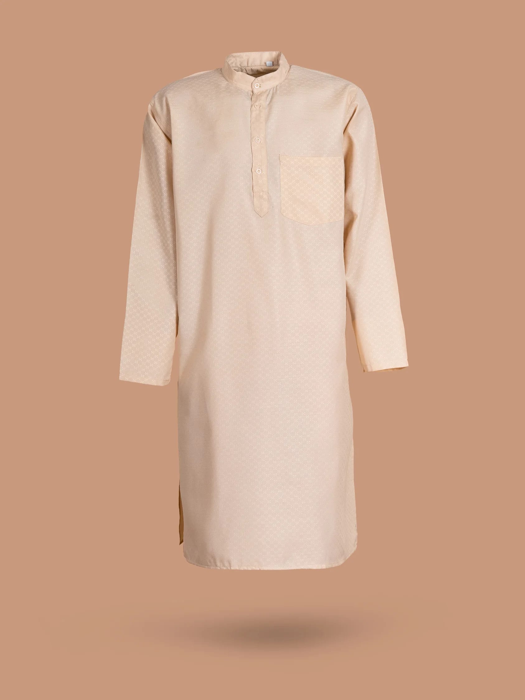 Beige Plain Solid Kurta, front view