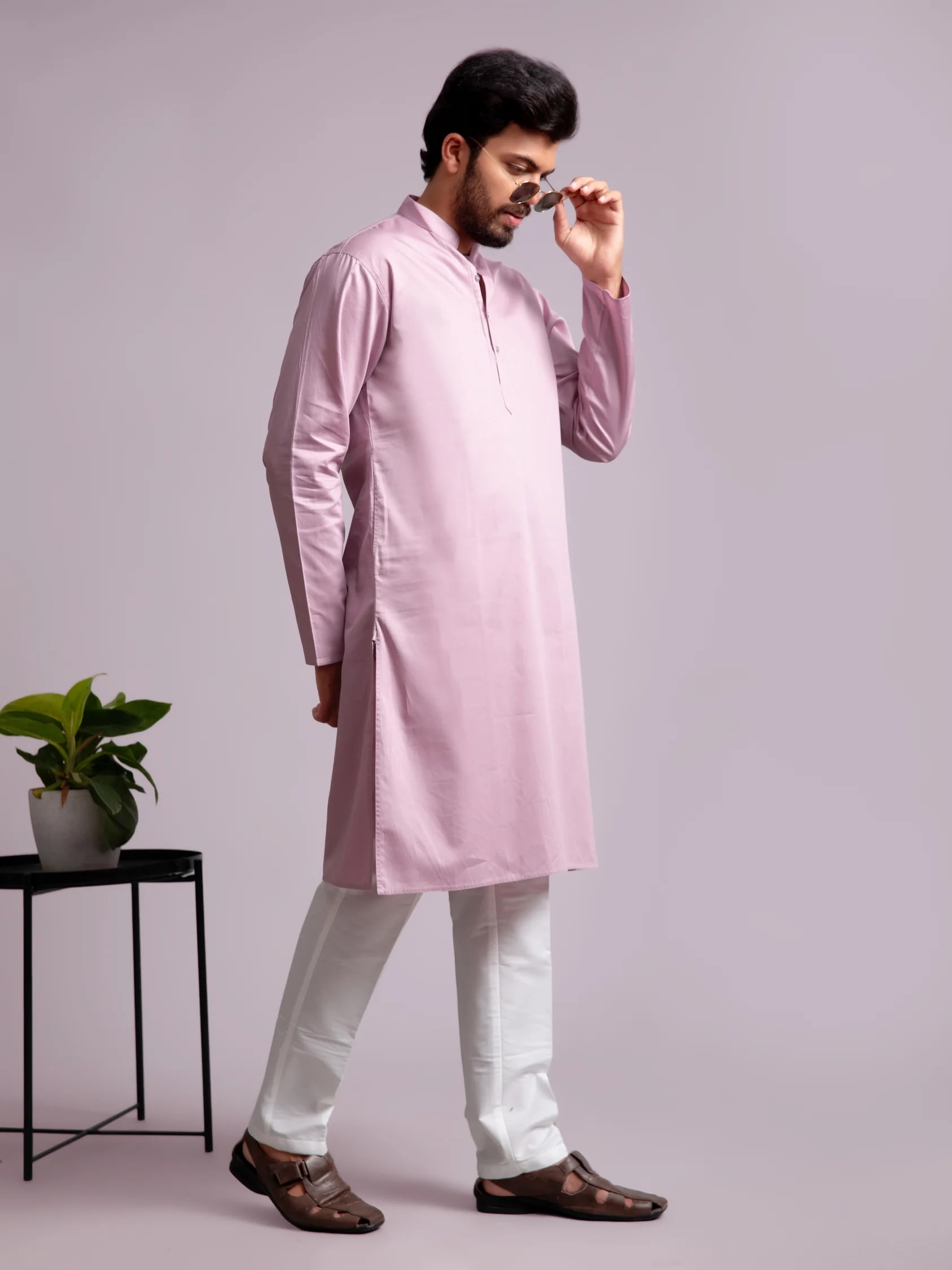 Lavender Plain Solid Kurta, product view