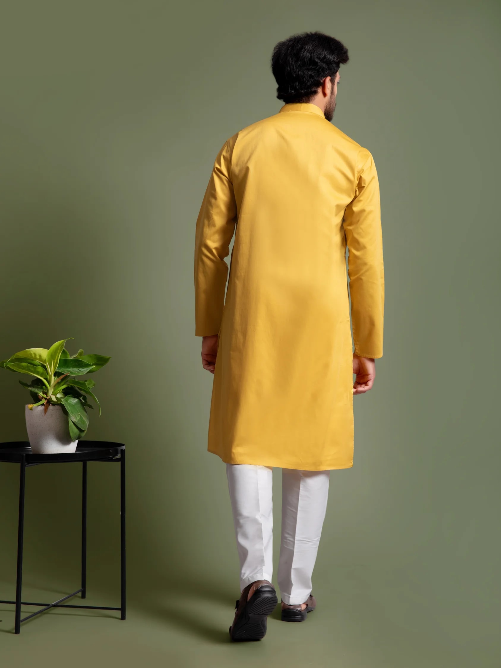 Yellow Plain Solid Kurta, product view