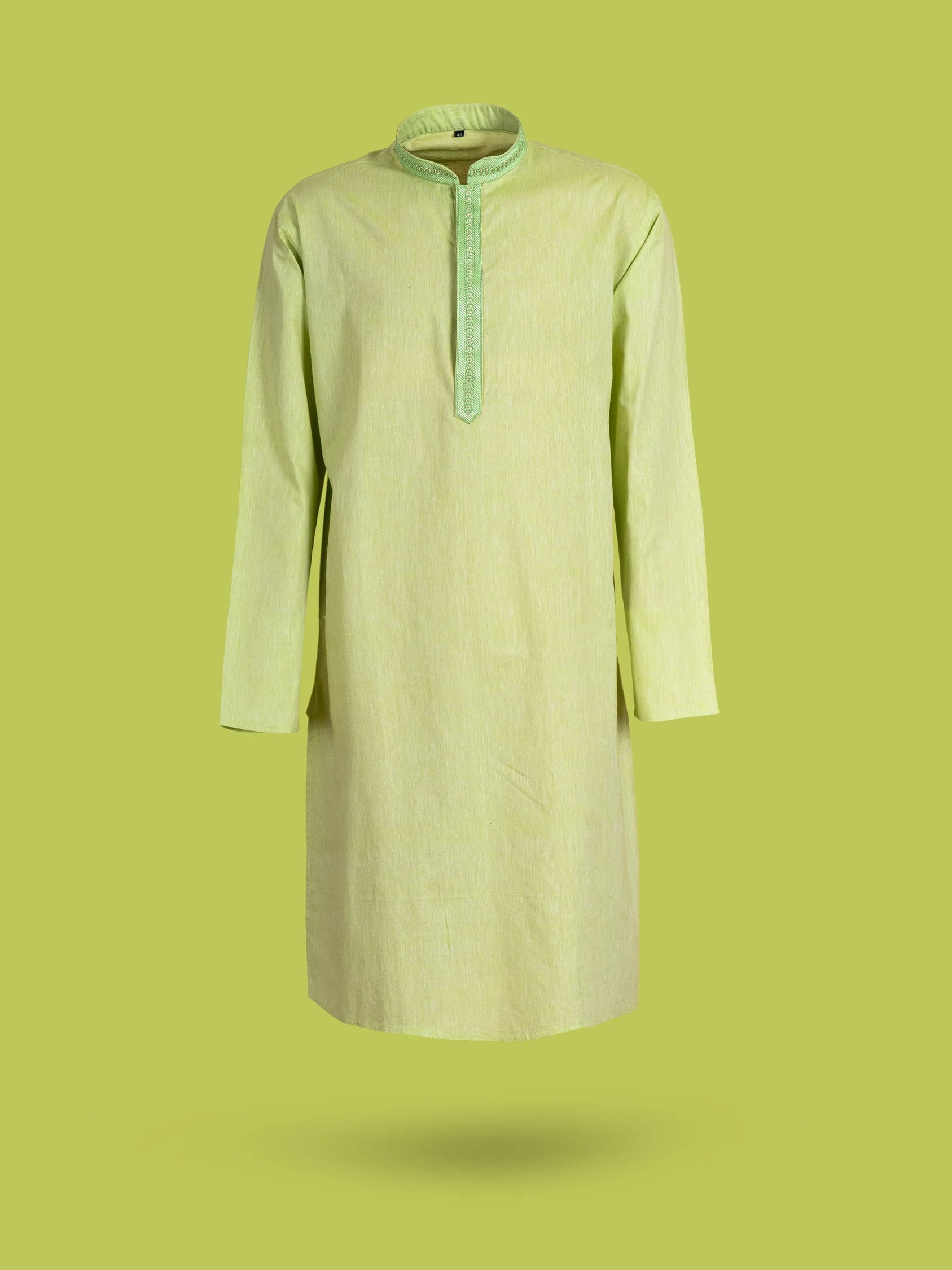 Green Embroidered Plain Kurta, front view
