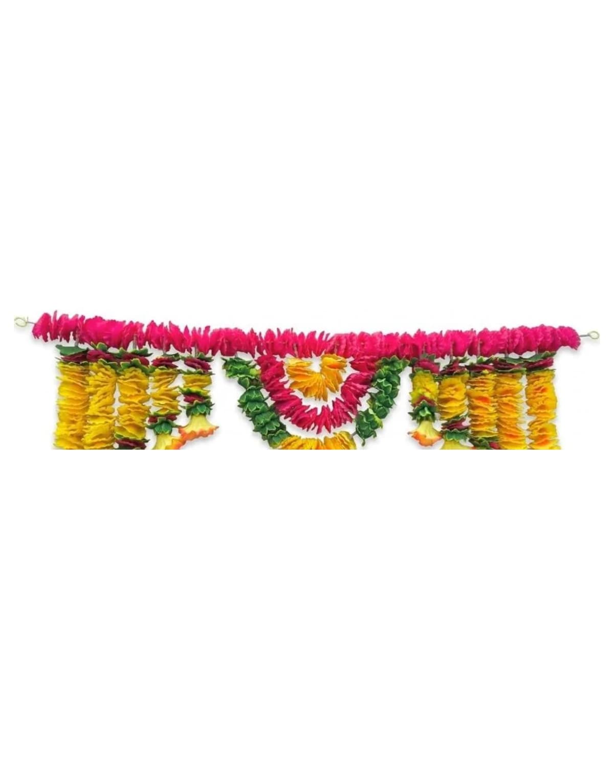 4 Ft Pink Top Toran With Orange Strands 1