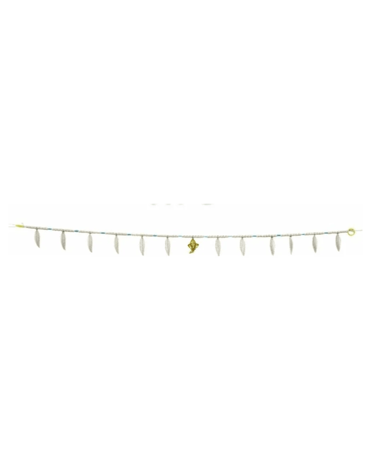 White Leaf-Drop Toran With Gold Charm 1