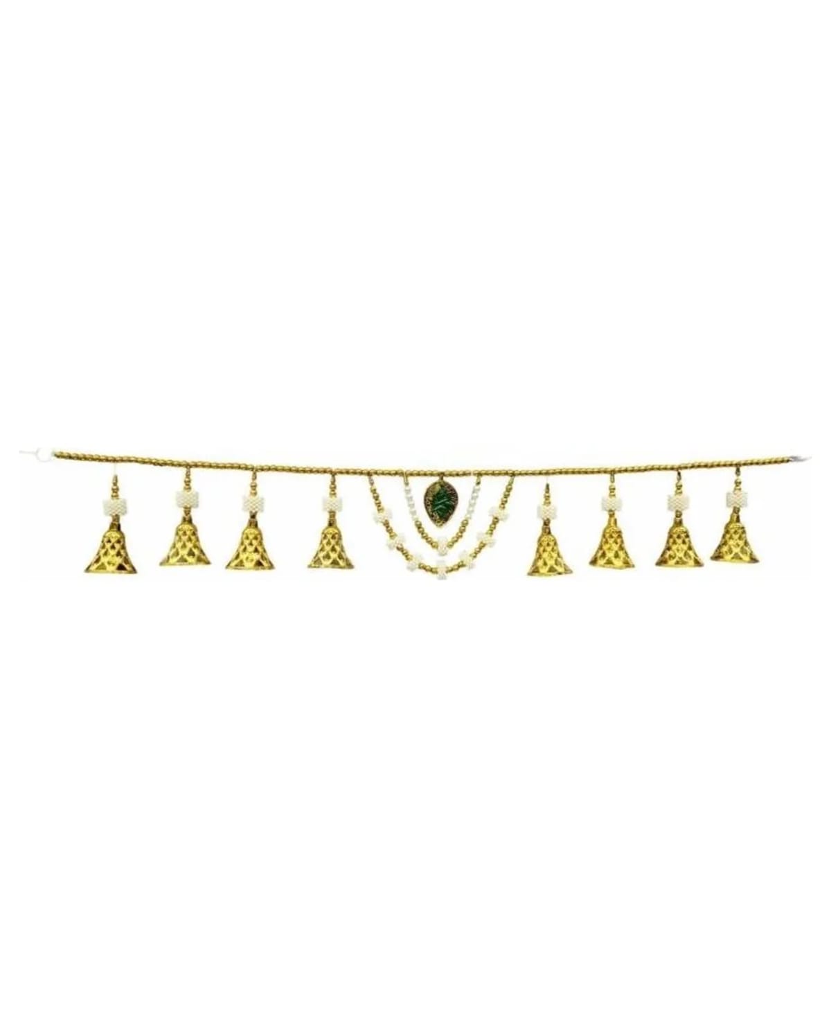 Gold Bell Toran With Pearl-Bead Loops 1