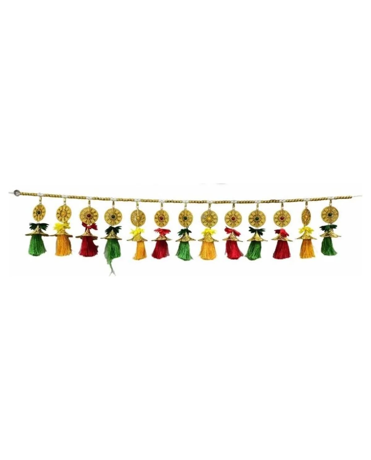 Gold Medallion Toran With Long Tassels 1